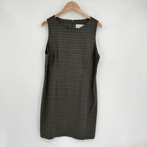 Casual Corner Dark Green Plaid Sleeveless Sheath Dress Women's Sz 12